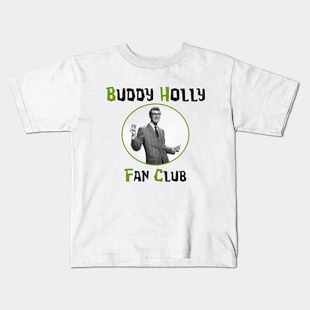 Buddy Holly Fan Club (Green) Kids T-Shirt by Vandalay Industries